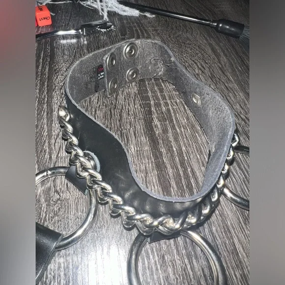 Genuine leather and steel chain bodice harness - Picture 5 of 12